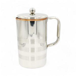 Kupferkanne mit Edelstahl-Finish (Streifen-Design) – 2 Liter – DEKRA zertifiziert