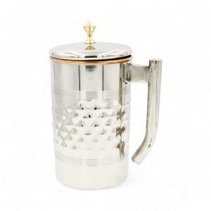 ​Kupferkanne mit Edelstahl-Finish (Diamant-Design) – 2 Liter – DEKRA zertifiziert