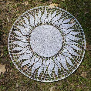 ​Handgemachte Wanddeko Sonne – Weiß / Gelb – 60 cm