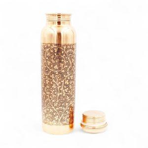 Kupferflasche Premium 950 ml – Dunkle Gravur – (Handarbeit) DEKRA zertifiziert