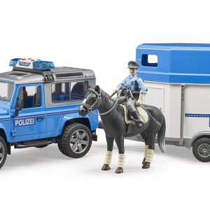 Bruder 02588 - Land Rover Defender Polizeifahrzeug, Pferd und Polizist