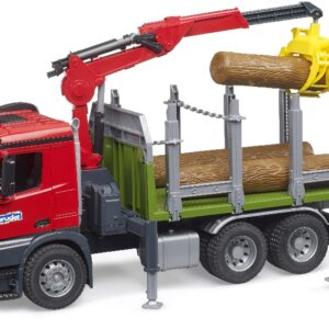 Bruder 03669 - MB Arocs Holztransport-LKW mit Ladekran, Greifer + Baumstämme