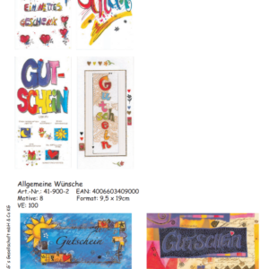 Gutscheinkarten - 100 Stück - 8 Motive