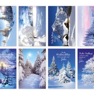 Winterlandschaft Weihnachtskarte - 8-fach sortiert