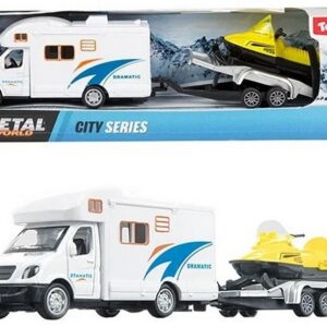 METAL World - Camper Pullback + Anhänger + Schneescooter - 23,5 cm