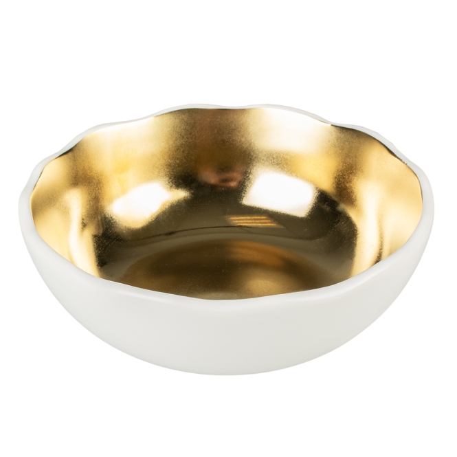 Duvoplus Keramiknapf Stone Organic - weiß/gold - 350ml - 14,5x14,5x5cm