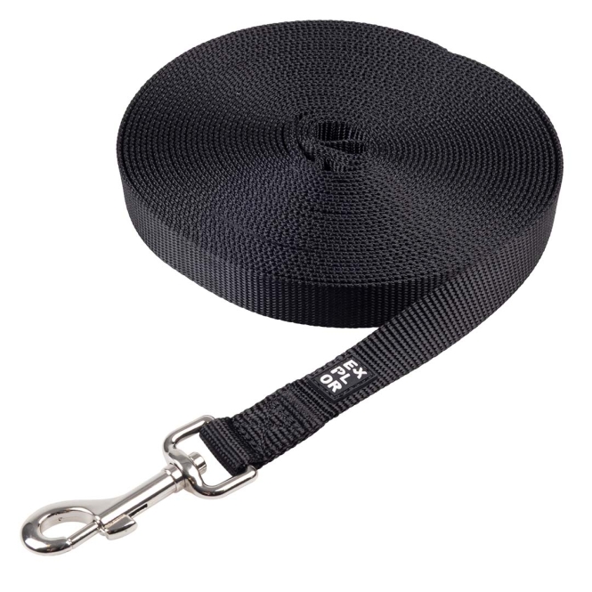 Duvoplus EXPLOR Trackingleine Classic flach - schwarz - 10m/20mm